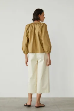 Organic Cotton V-Neck Gathered Top