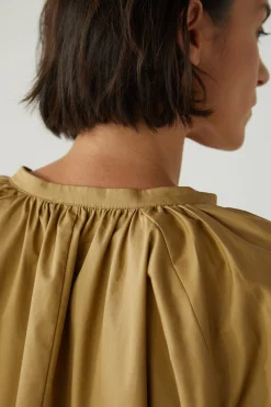 Organic Cotton V-Neck Gathered Top