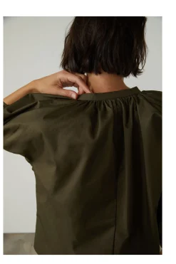 Organic Cotton V-Neck Gathered Top