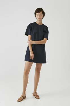 Pleat Sleeve Shift Dress