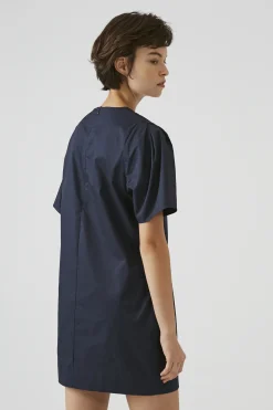 Pleat Sleeve Shift Dress