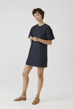 Pleat Sleeve Shift Dress