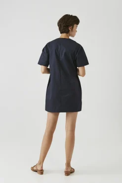 Pleat Sleeve Shift Dress