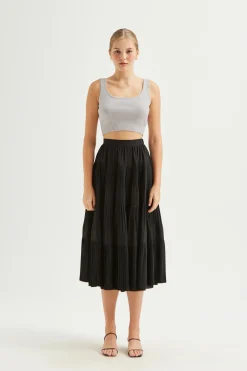 Pleated Tiered Skirt