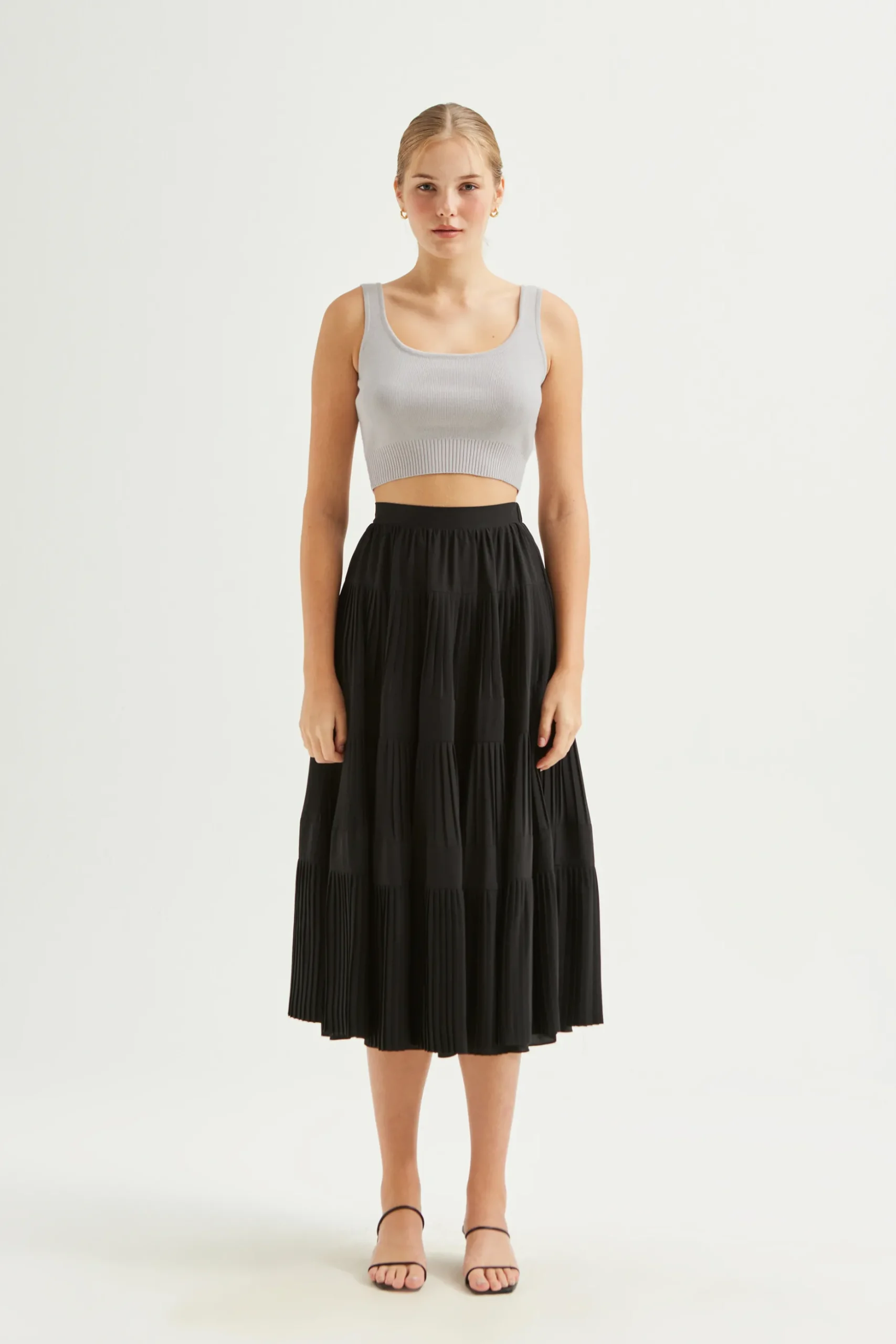 Pleated Tiered Skirt
