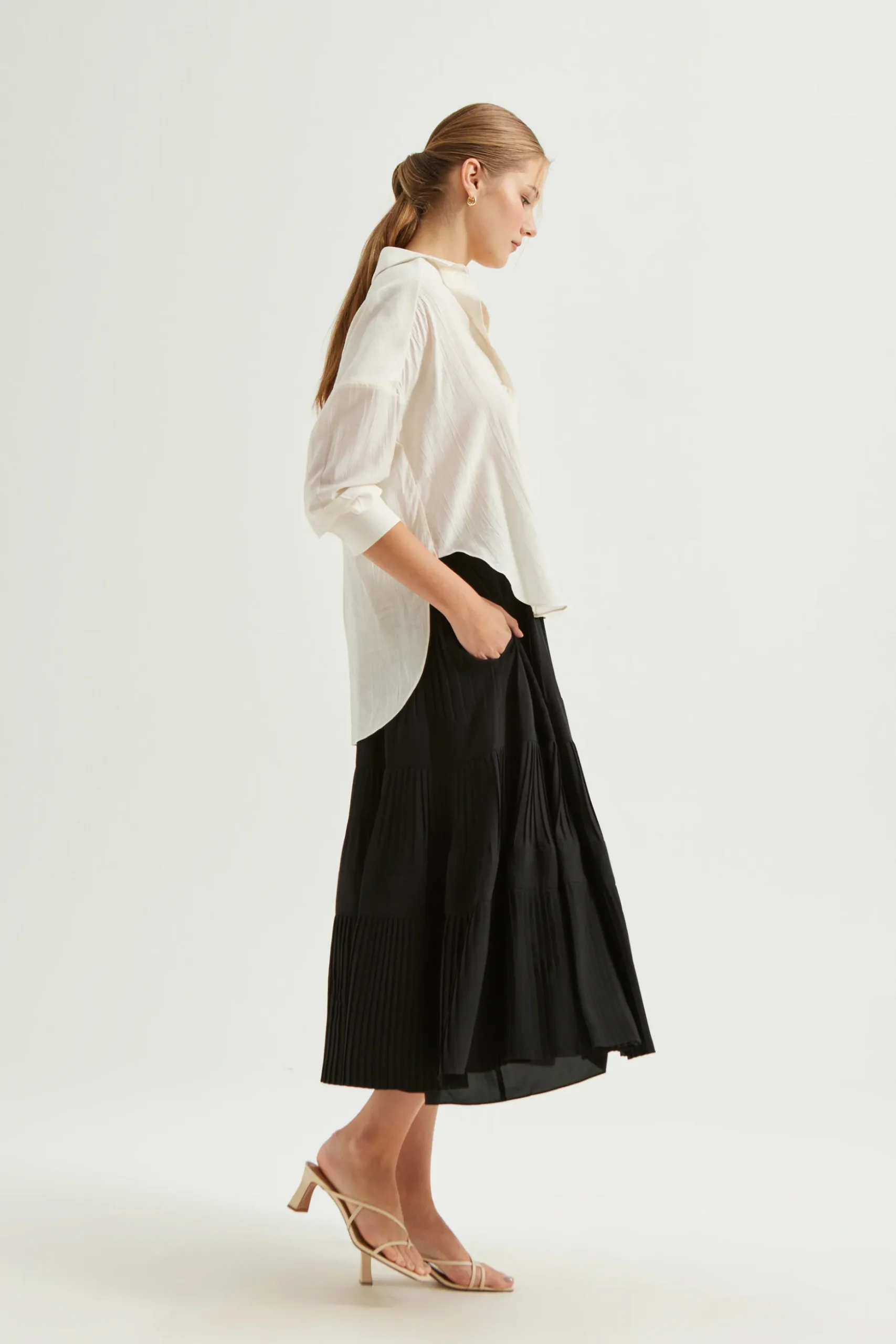 Pleated Tiered Skirt