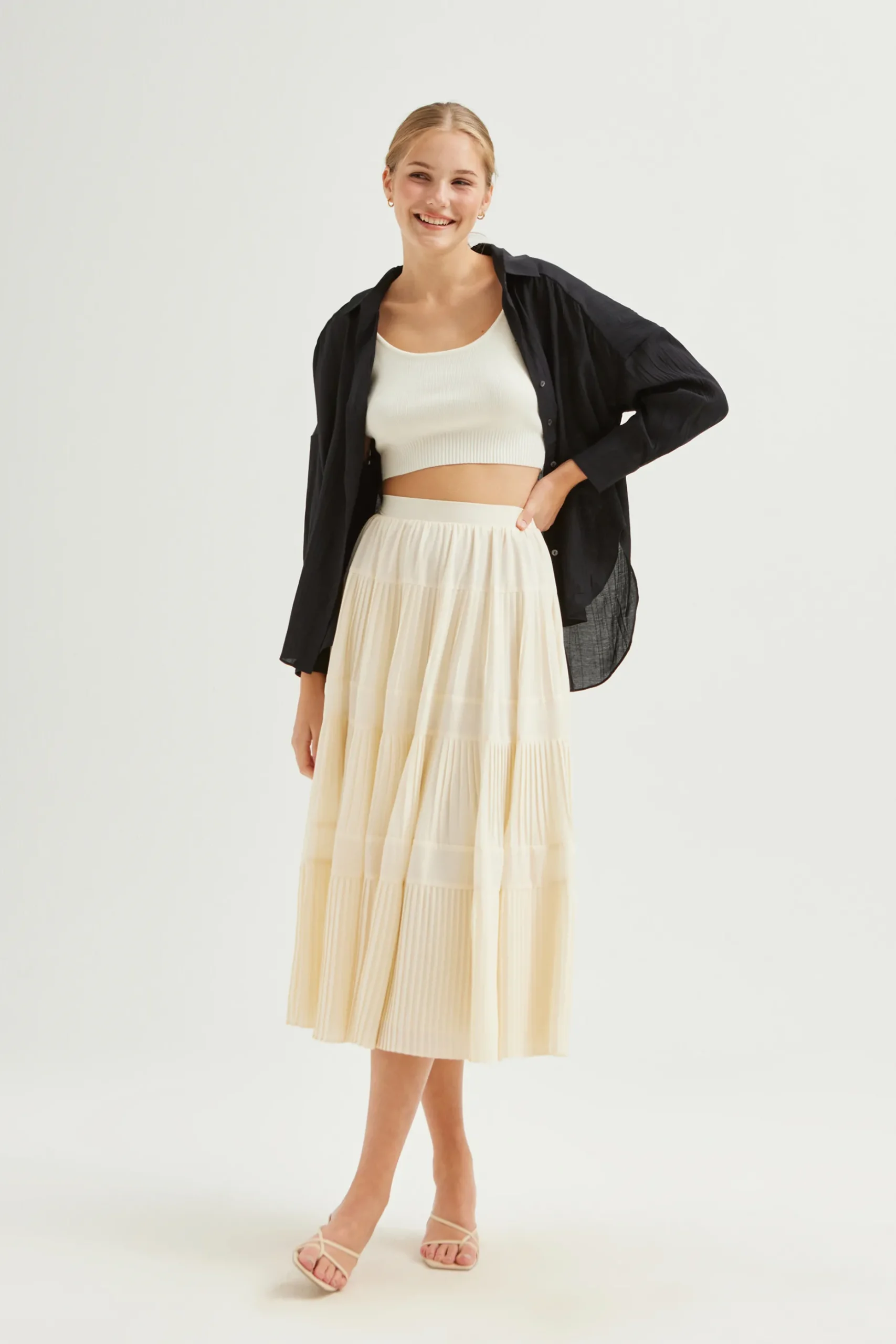 Pleated Tiered Skirt