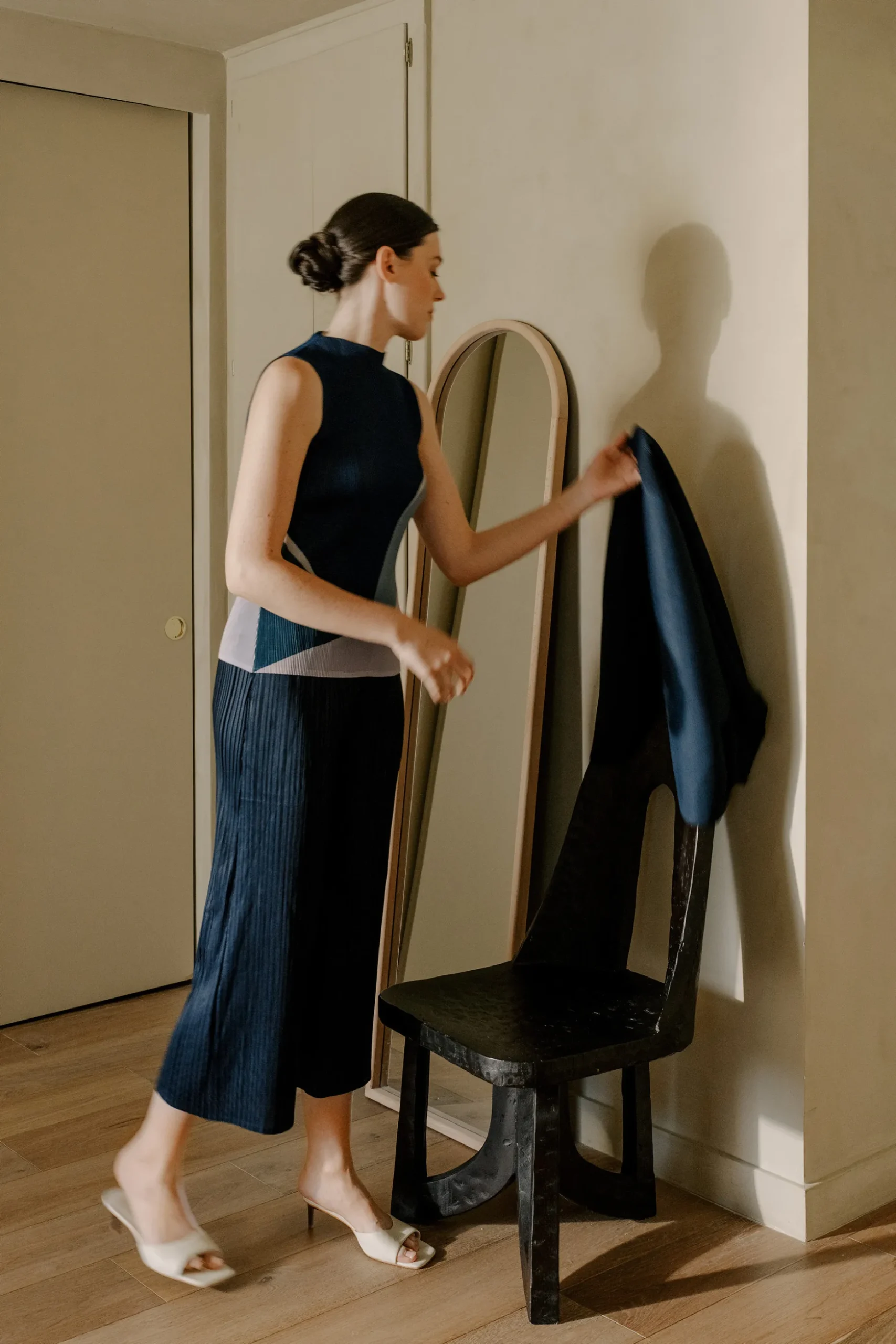 Plissé Pleated Wide-Leg Pants