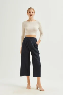 Plissé Pleated Wide-Leg Pants