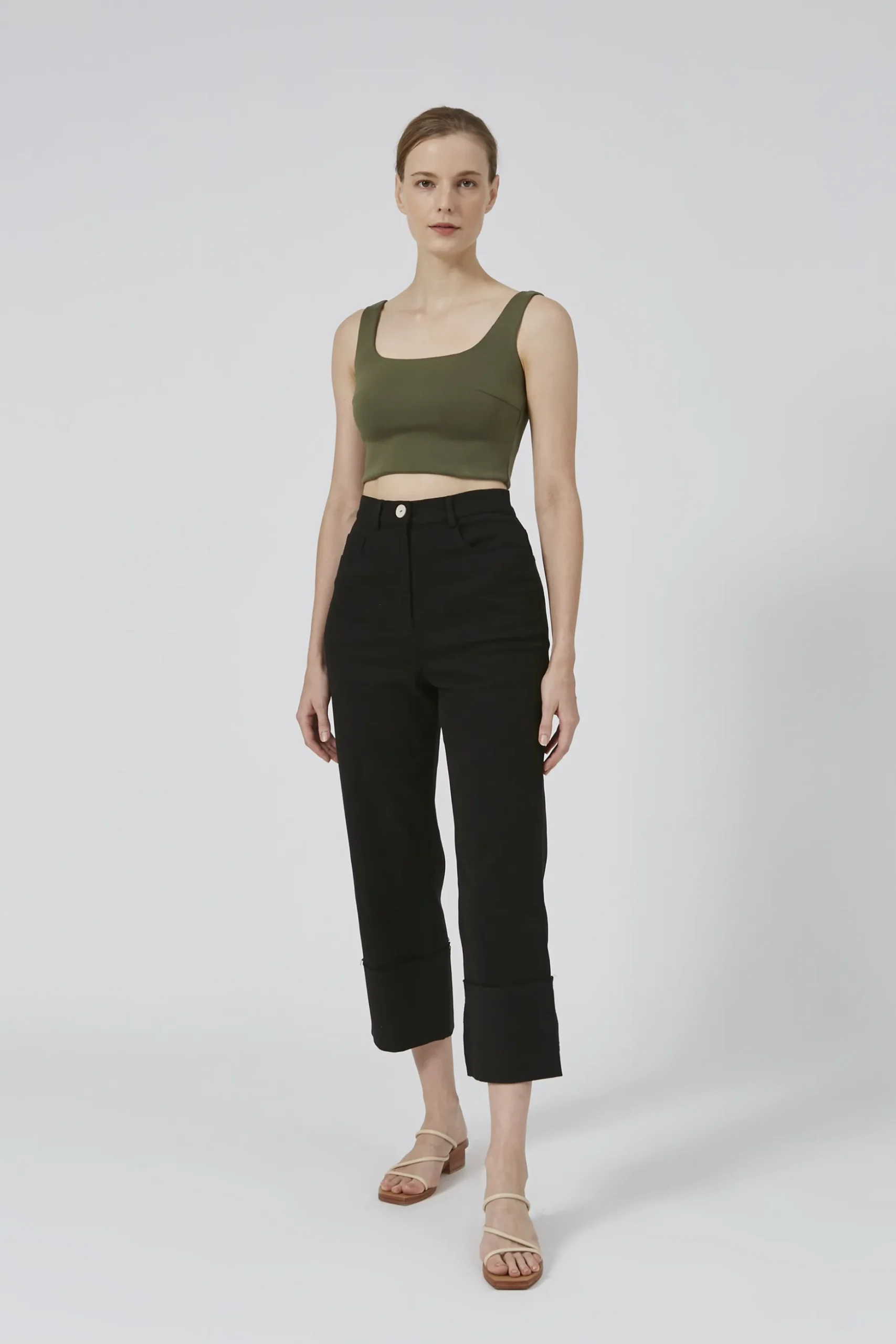 Raw Hem Straight-Leg Pants