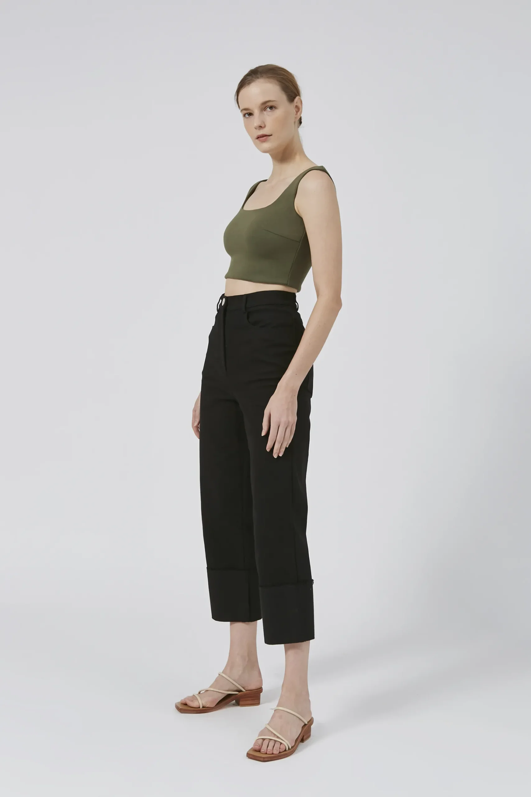 Raw Hem Straight-Leg Pants