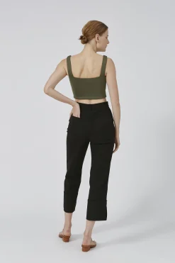 Raw Hem Straight-Leg Pants