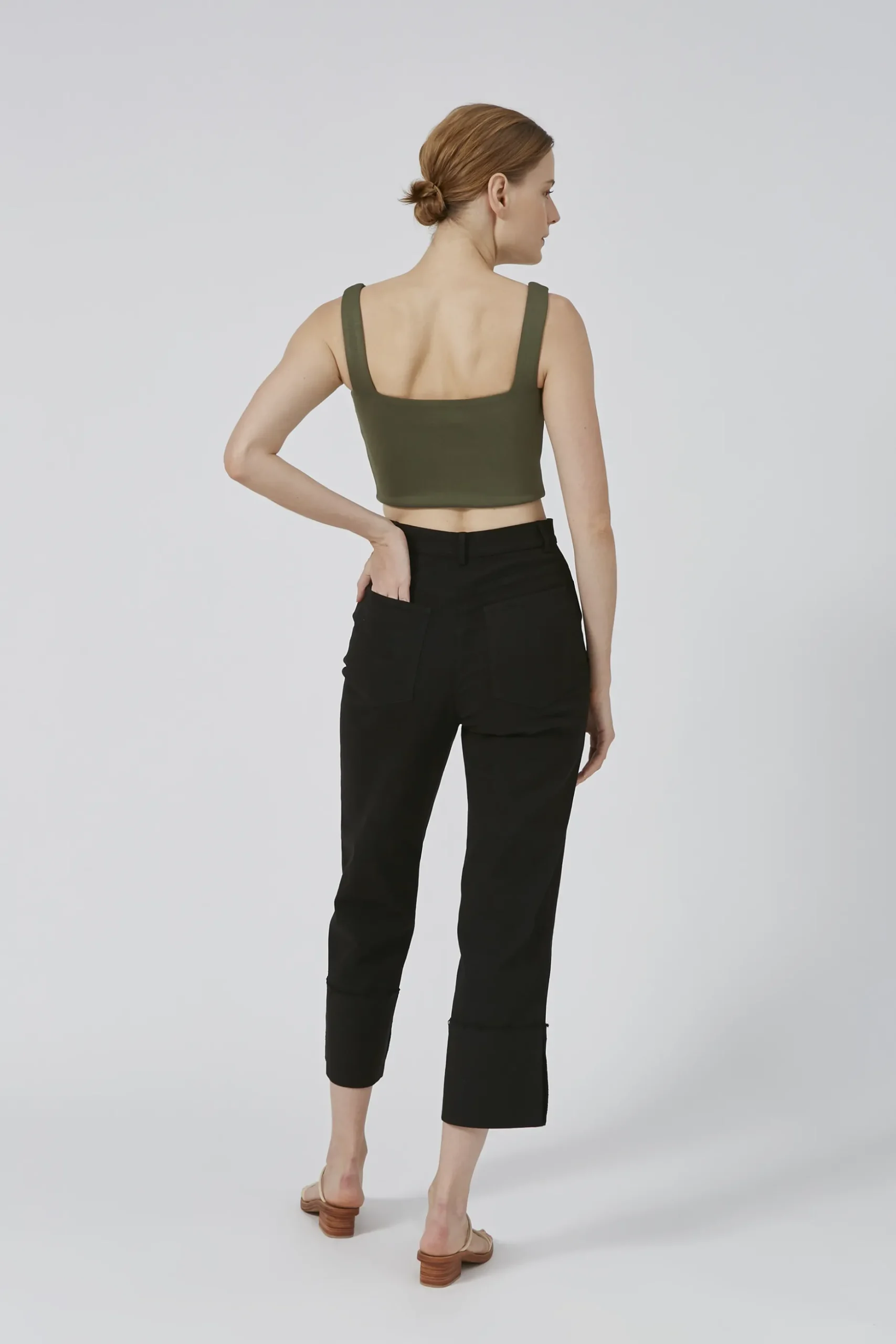 Raw Hem Straight-Leg Pants
