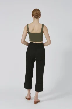 Raw Hem Straight-Leg Pants