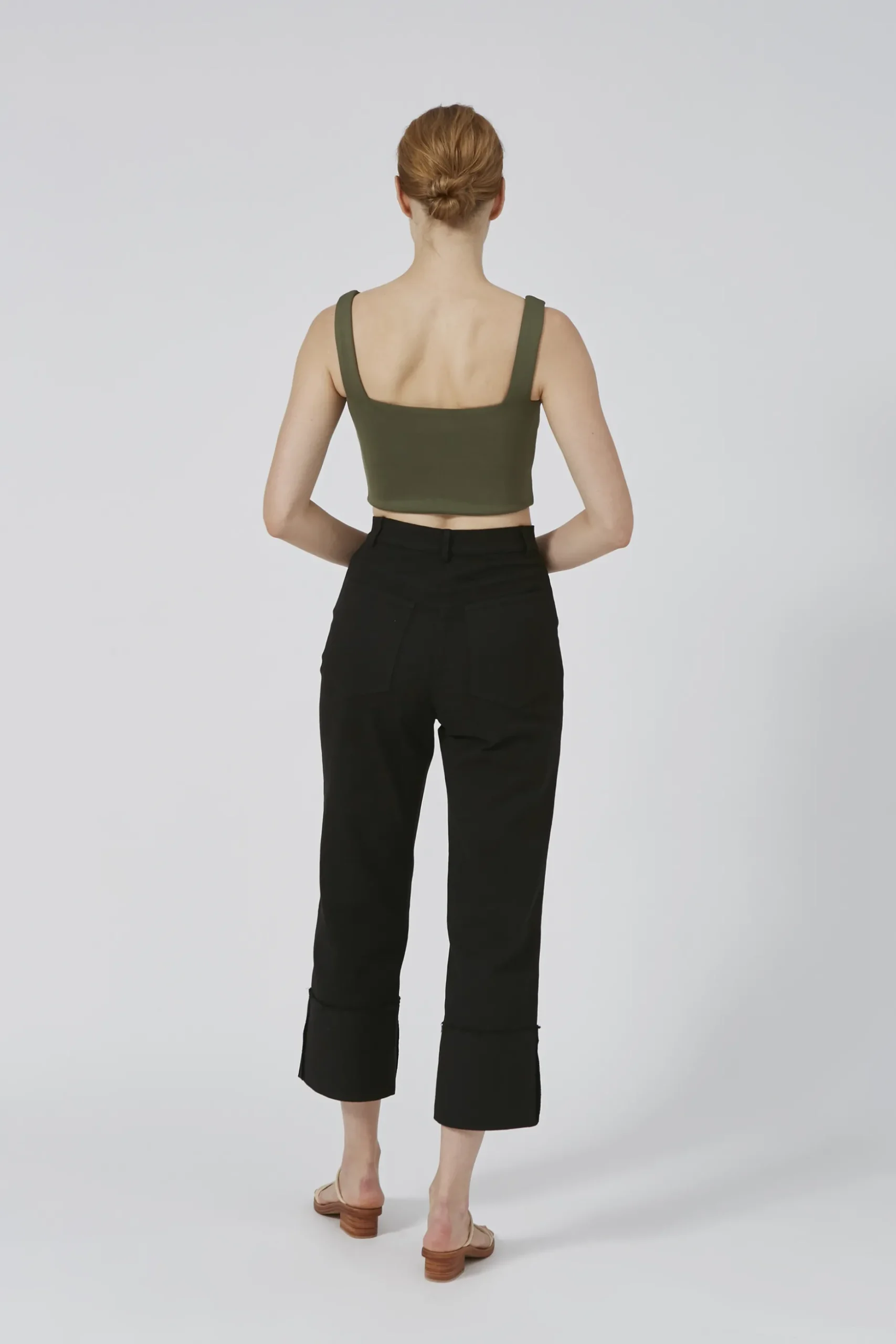 Raw Hem Straight-Leg Pants