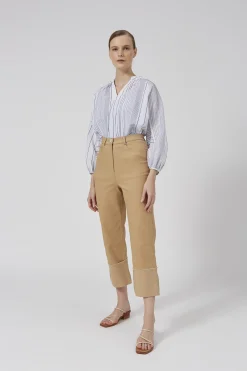 Raw Hem Straight-Leg Pants