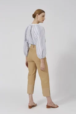 Raw Hem Straight-Leg Pants