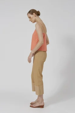 Raw Hem Straight-Leg Pants