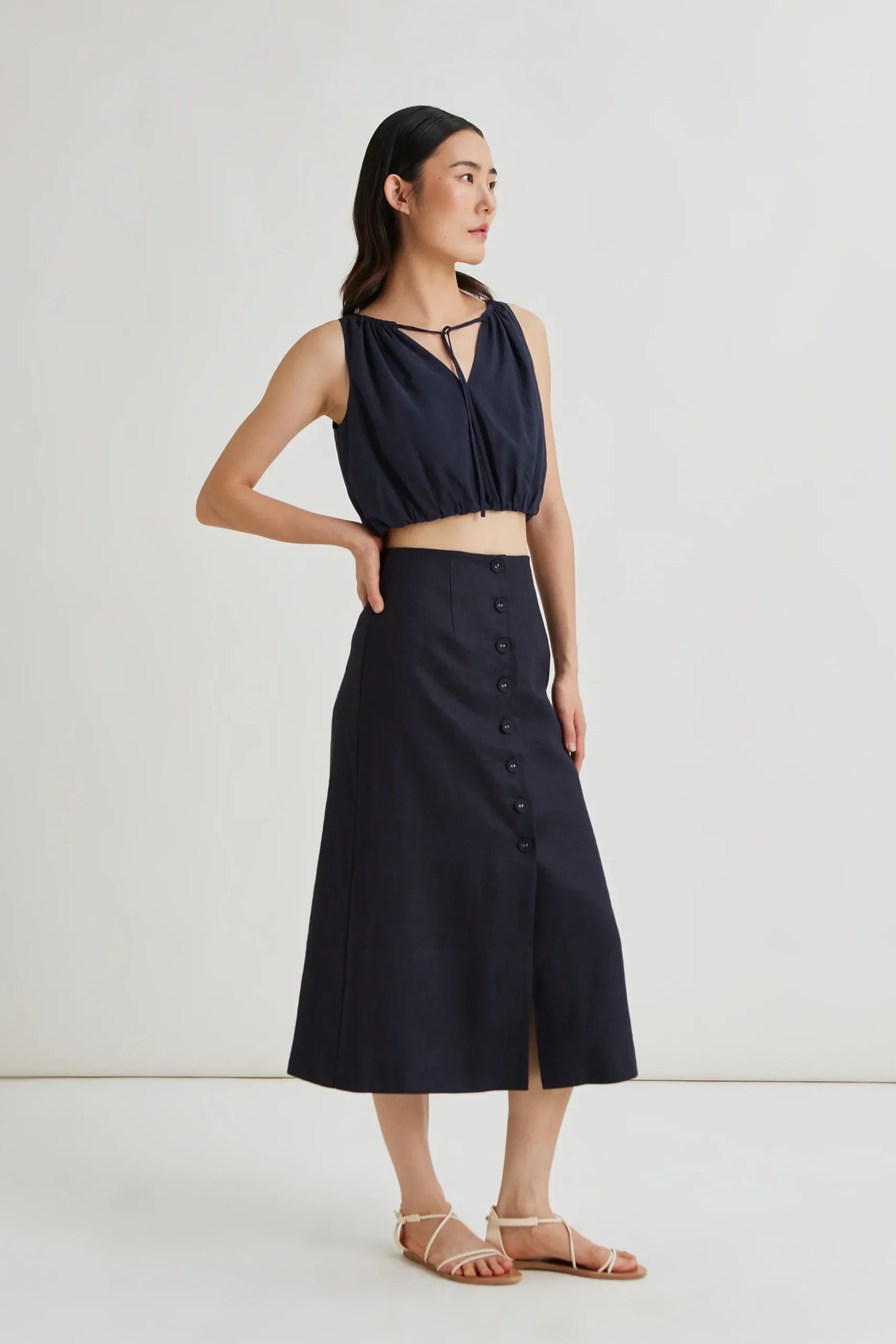 Rayon Bubble Crop Top