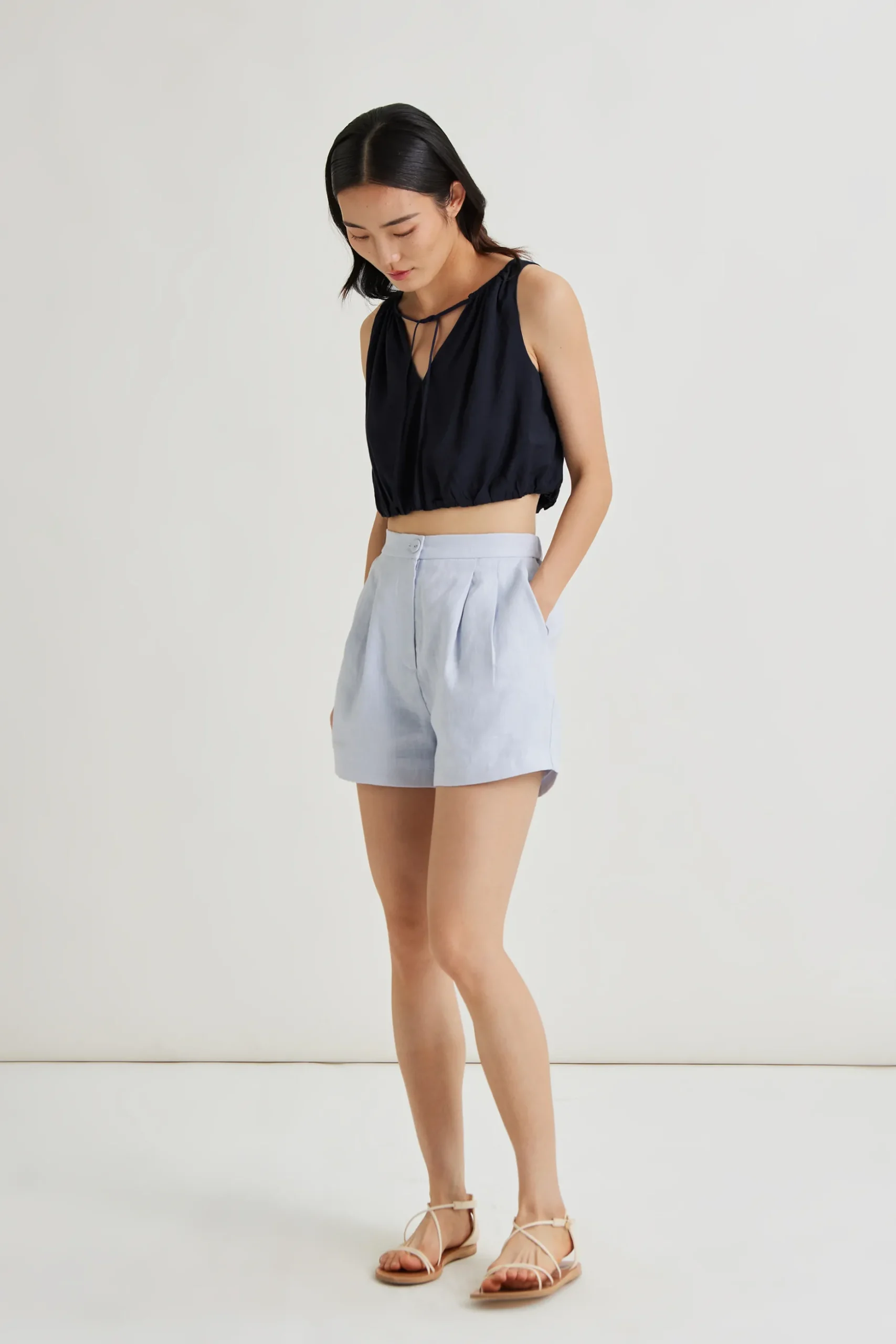 Rayon Bubble Crop Top