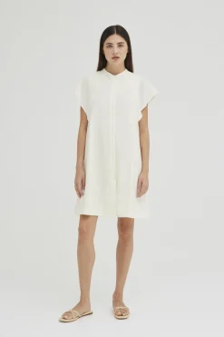 Rayon Flutter Sleeve Shift Dress