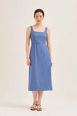 Rayon Low-Back Midi Dress