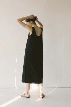 Rayon Scoop-Neck Midi Dress