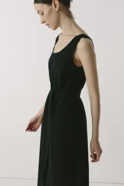 Rayon Scoop-Neck Midi Dress
