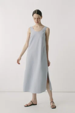 Rayon Scoop-Neck Midi Dress