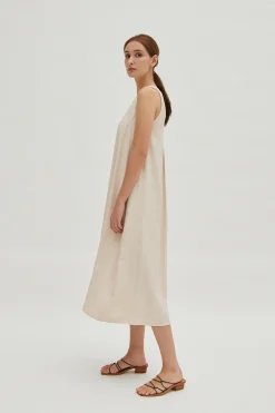 Relaxed Rayon Pleat Dress
