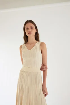Ribbed Knit Midi Skirt