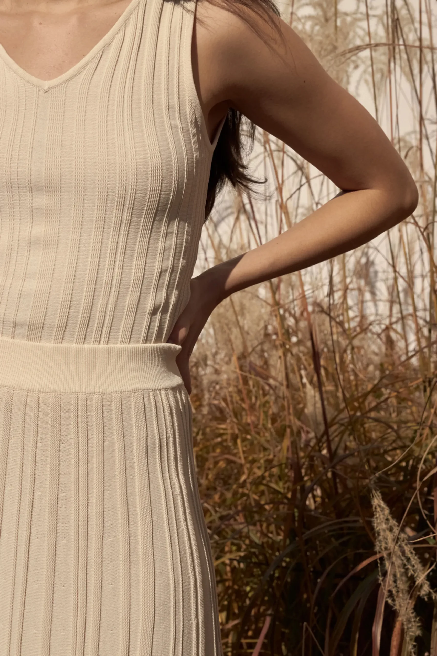 Ribbed Knit Midi Skirt