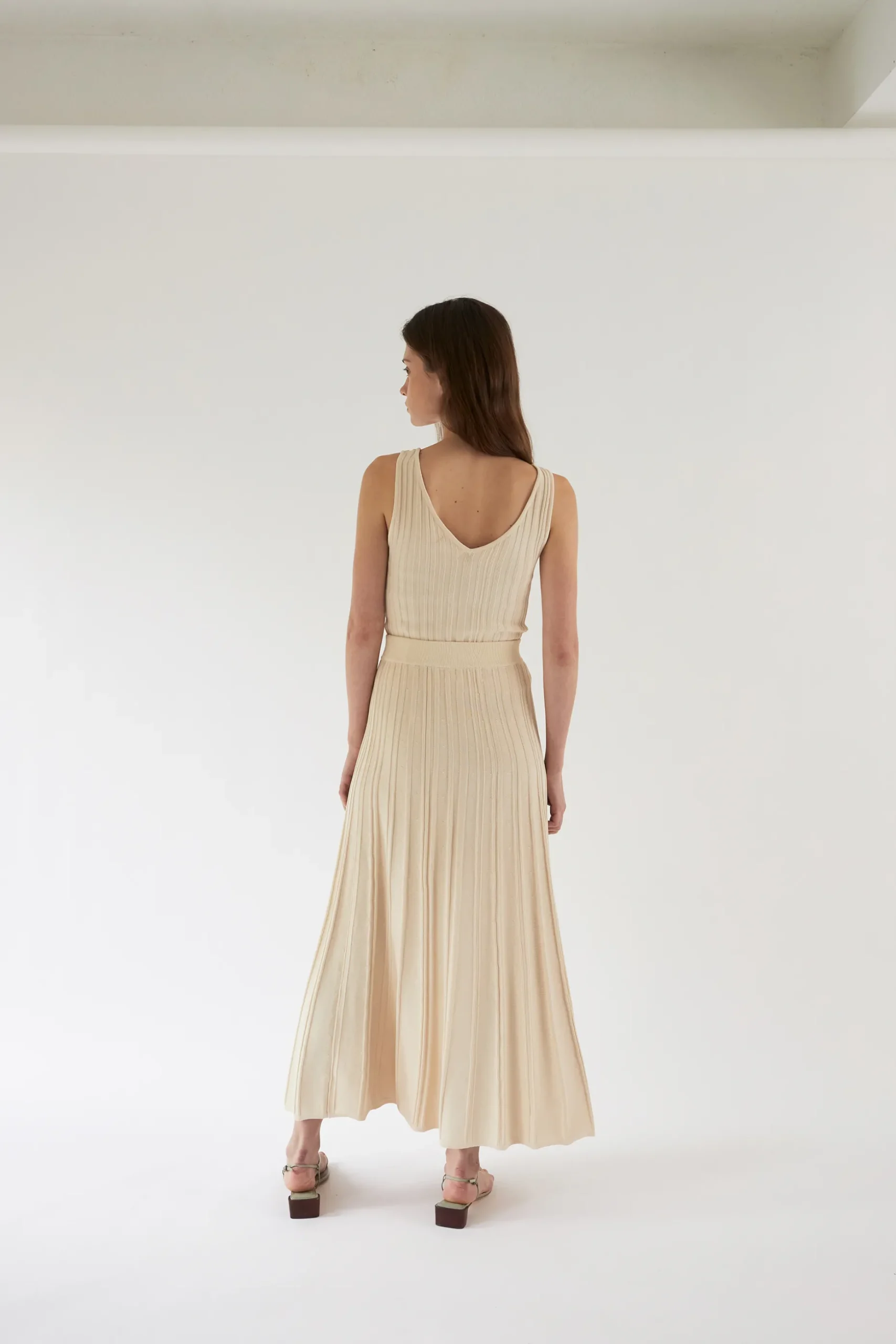 Ribbed Knit Midi Skirt