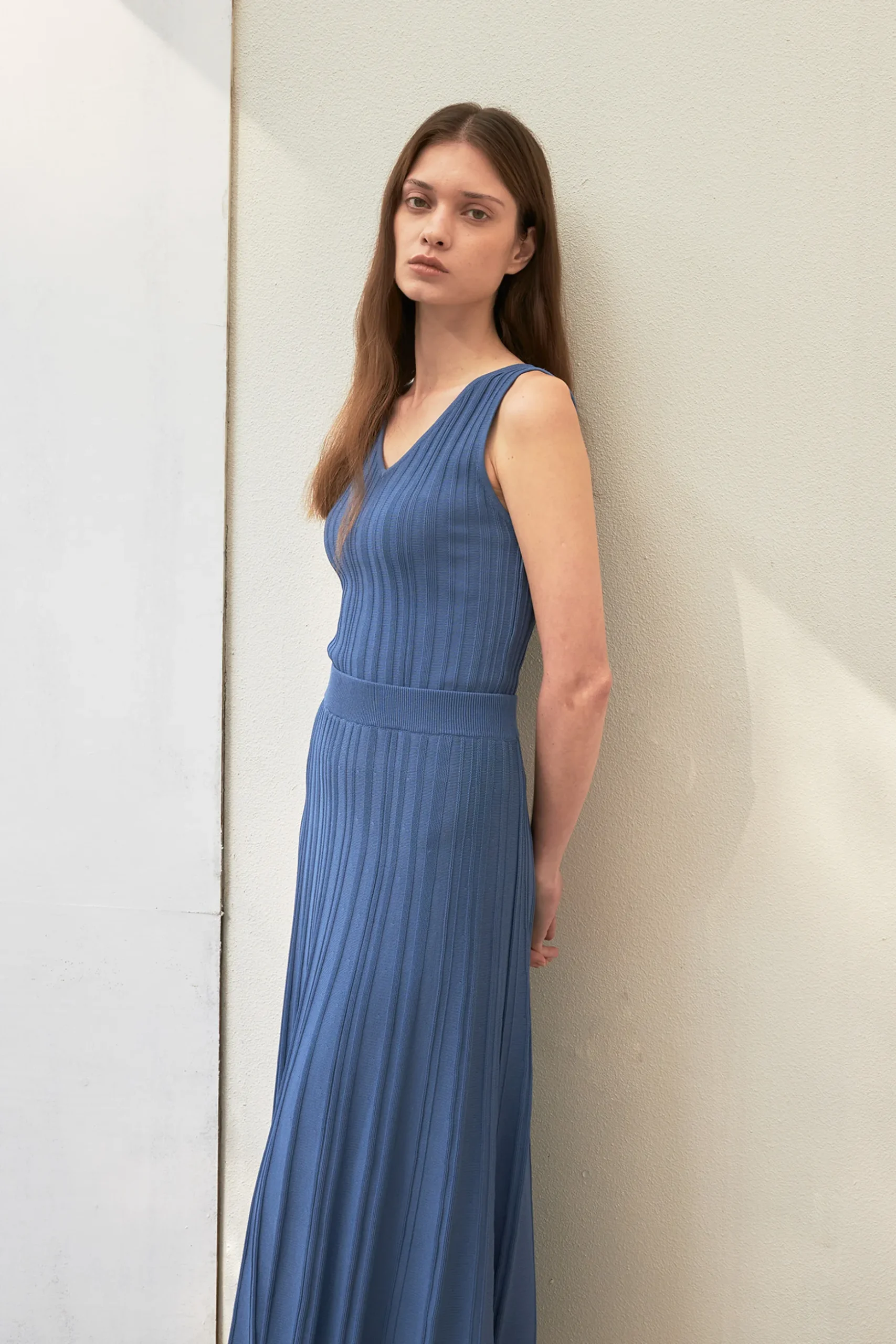 Ribbed Knit Midi Skirt
