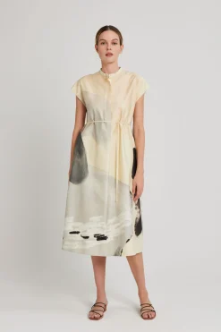 River Mandarin Collar Shirt Dress