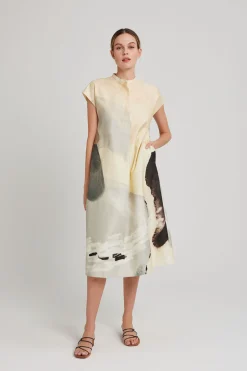 River Mandarin Collar Shirt Dress