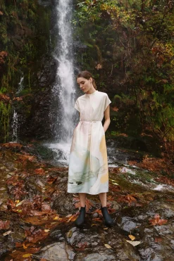 River Mandarin Collar Shirt Dress