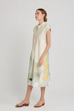 River Mandarin Collar Shirt Dress