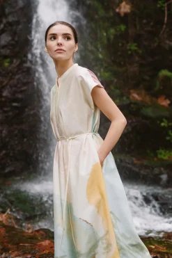 River Mandarin Collar Shirt Dress