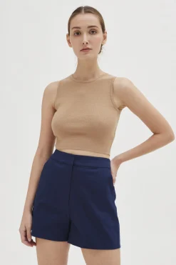 Round-Neck Knit Crop Top