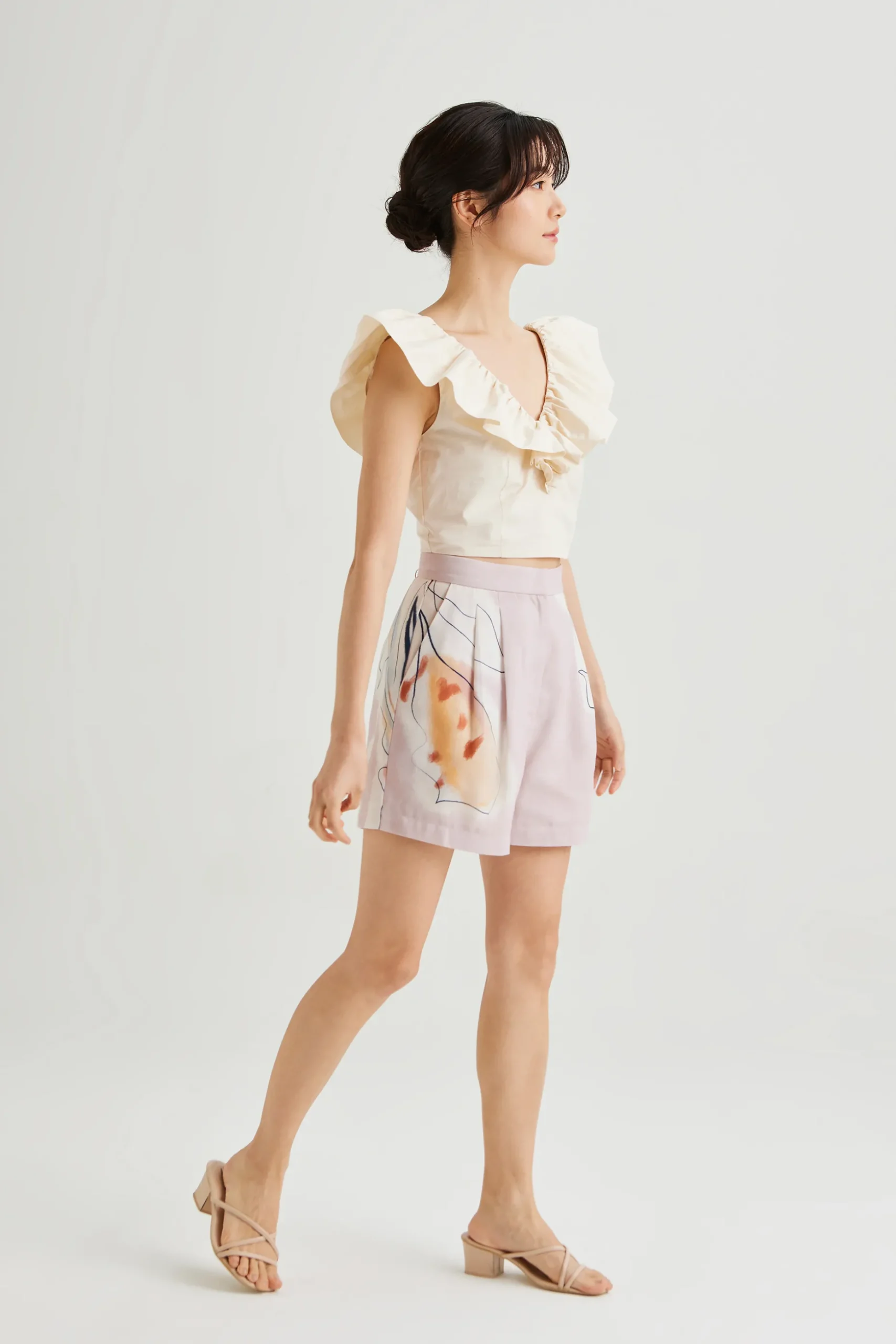 Ruffle V-Neck Crop Top