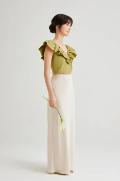 Ruffle V-Neck Crop Top