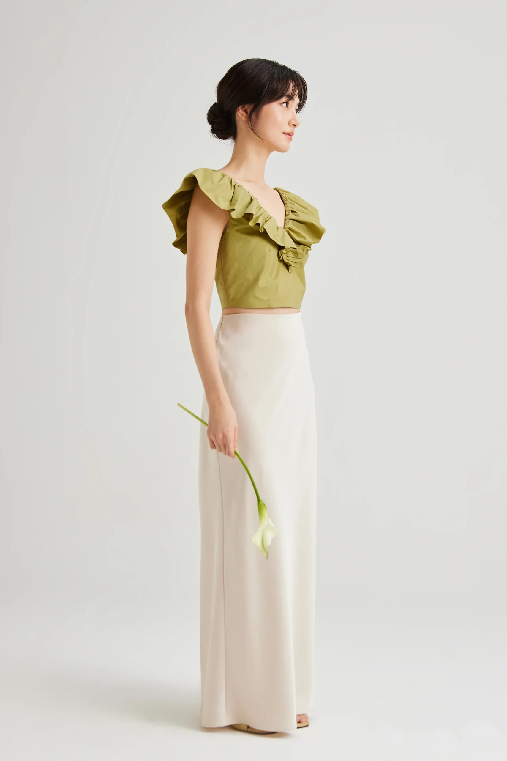 Ruffle V-Neck Crop Top