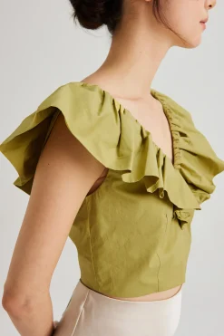 Ruffle V-Neck Crop Top