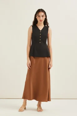 Satin Bias-Cut Maxi Skirt