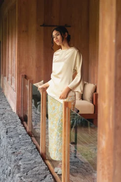 Satin Drape Long-Sleeve Top