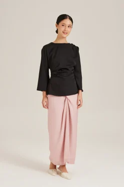 Satin Drape Long-Sleeve Top