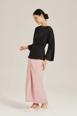 Satin Drape Long-Sleeve Top