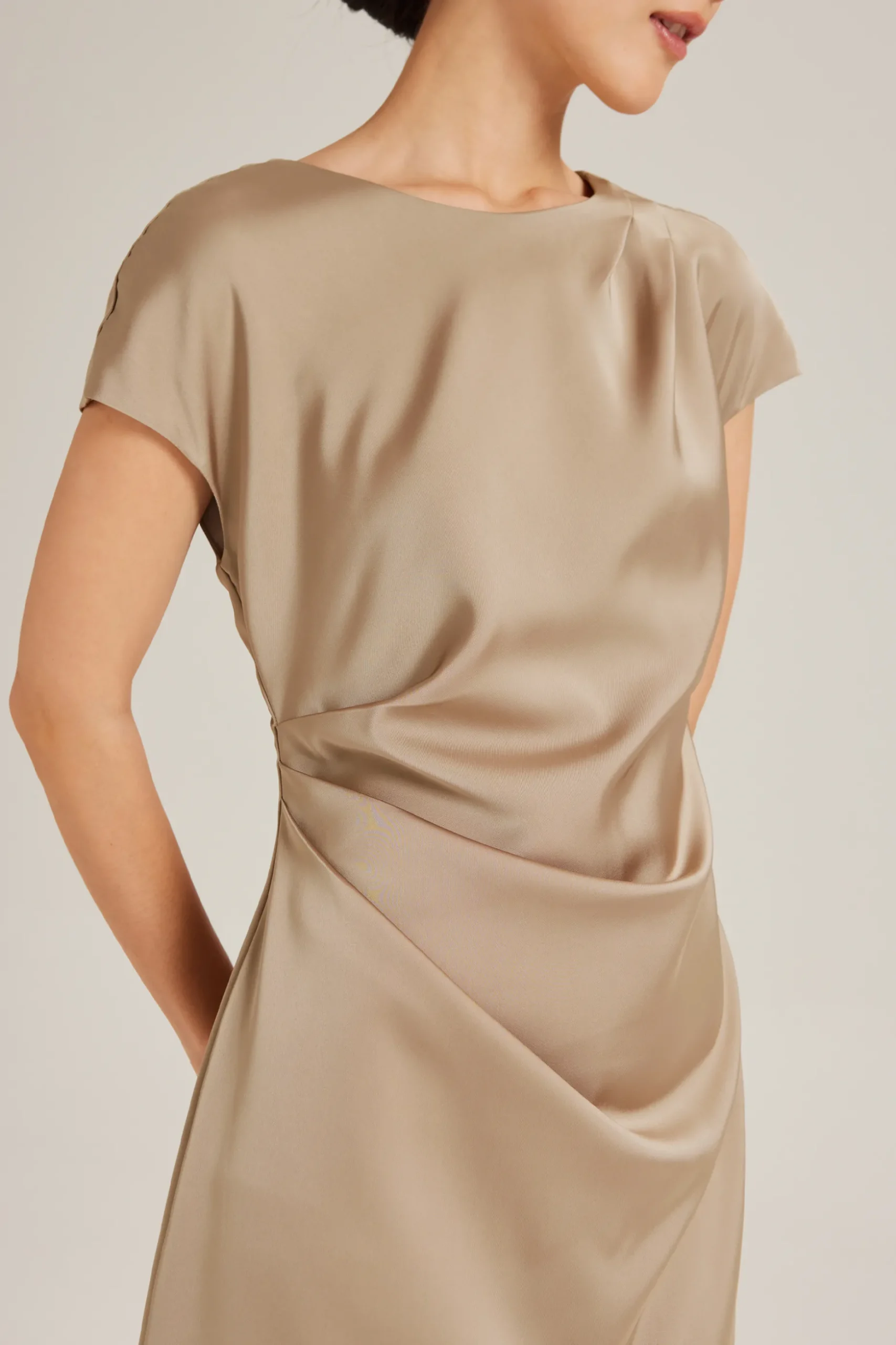 Satin Drape Maxi Dress