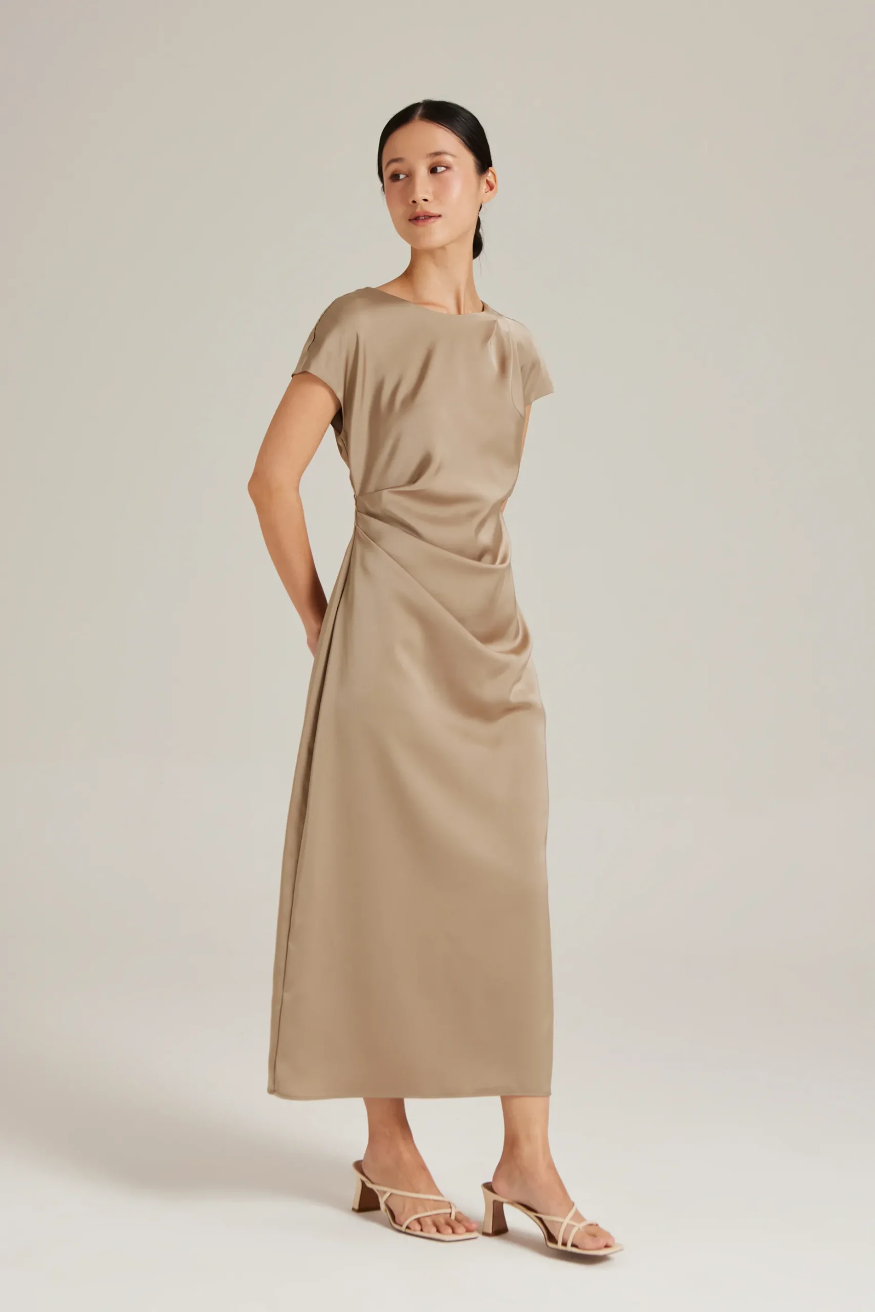Satin Drape Maxi Dress